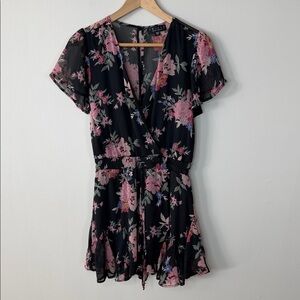 Trixxi Black and Pink Floral Romper